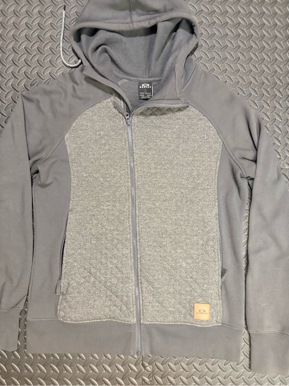 Oakley Gray Full-Zip Hooded Crewneck Sweater